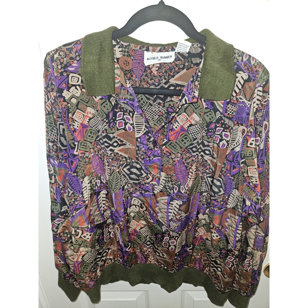 Alfred Dunner Womens Multi-Colored Long Sleeved Shirt Size 18